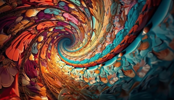 Vibrant colors and abstract shapes create a futuristic fish wallpaper generated by AI photo