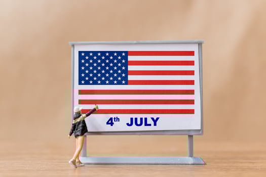 Artist paint on a billboard celebration of the Fourth of July and Independence Day photo
