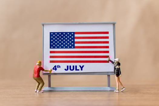 Artist paint on a billboard celebration of the Fourth of July and Independence Day photo