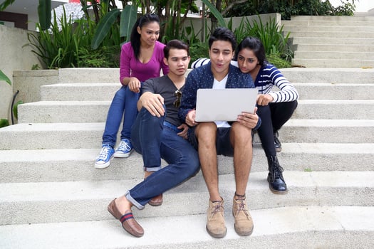 Asian young man woman friend student colleagues outdoor active work study relax photo