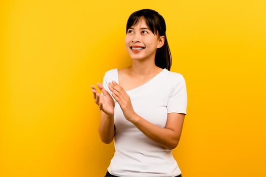 Clap your hands and congratulate those around you. Congratulations on your success. congratulate, smile, appreciate, positive energy, encourage photo