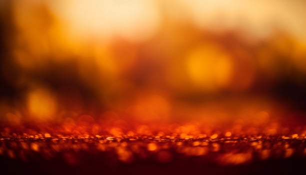 Shiny golden circle illuminated by defocused Christmas lights at dusk generated by AI photo