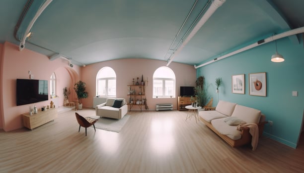 Modern luxury apartment with comfortable furniture, elegant design and lighting generated by AI photo