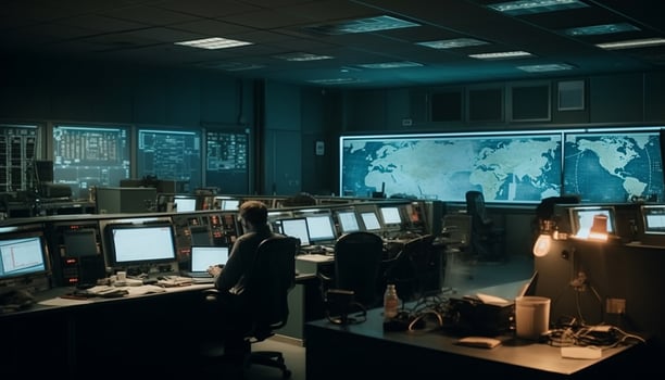 Group of professionals using modern computer equipment for global communication generated by AI photo