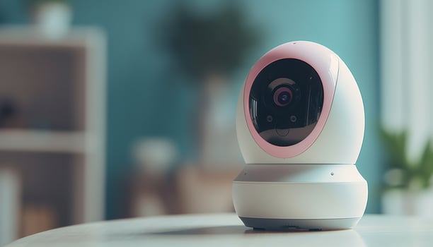 Surveillance camera watching indoors, ensuring security and safety in office generated by AI photo