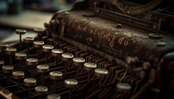 Obsolete typewriter machinery typescripts old fashioned text for nostalgic correspondence generated by AI photo