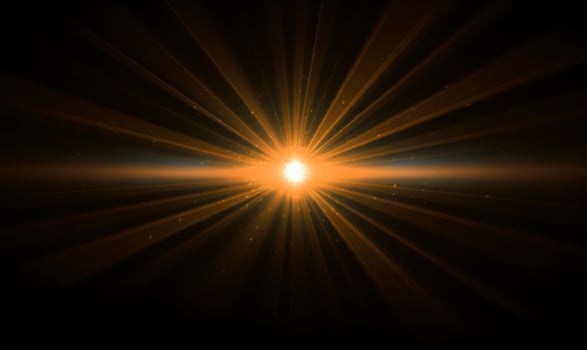 Abstract Glowing Sun Burst. Black Orange Light Rays and Flare photo