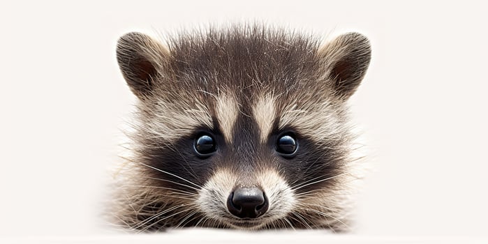 . . Photo Illustration of baby little nimal racoon face portrait cure. Graphic Art