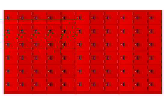 Red locker box or gym locker inside the room photo
