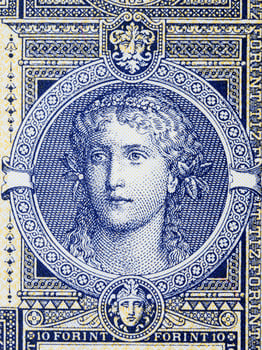 Young woman a portrait from old Hungarian money photo