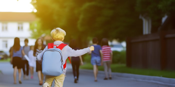 going to school. Concept of back to school. photo