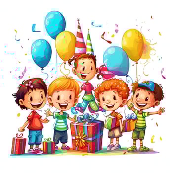 Kids cartoon birthday background. Illustration photo