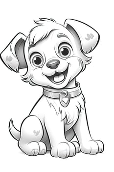 Coloring page with puppy. Illustration photo