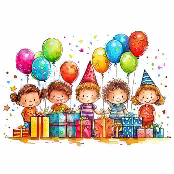 Kids cartoon birthday background. Illustration photo