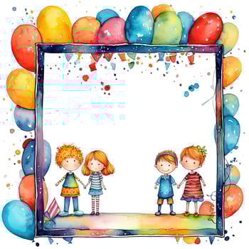 Kids cartoon birthday background. Illustration photo