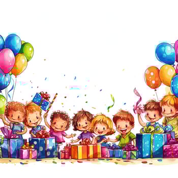 Kids cartoon birthday background. Illustration photo