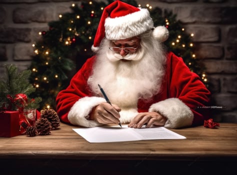 Santa Claus with letters. Illustration photo