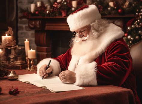 Santa Claus with letters. Illustration photo