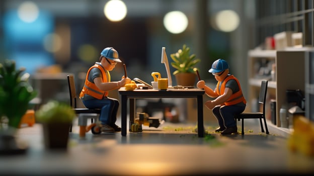 a miniature workers working on office photo