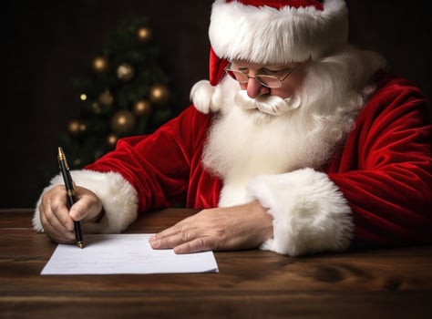 Santa Claus with letters. Illustration photo