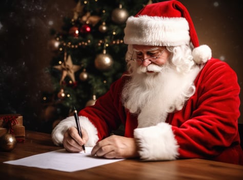 Santa Claus with letters. Illustration photo