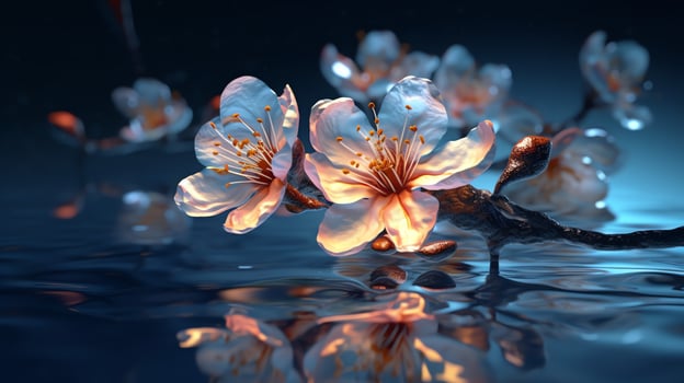 a close up of a branch with Beautiful Peach Blossom on it photo