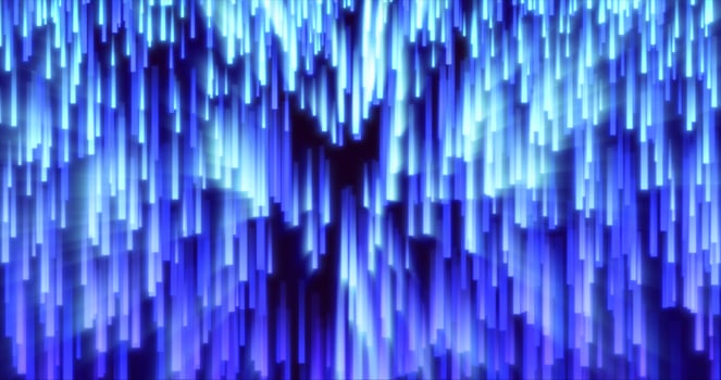 Abstract blue energy glowing lines raining down futuristic hi-tech background photo