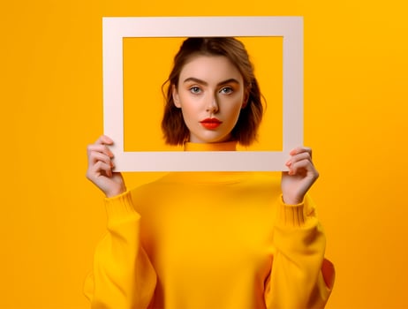Graceful Woman's Hands Holding Paper Frame photo