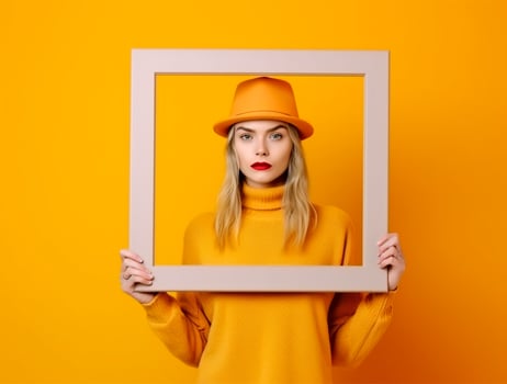 Feminine Hands Holding Empty Frame photo