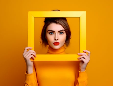 Feminine Hands Holding Empty Frame photo