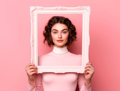 Feminine Hands Holding Empty Frame photo