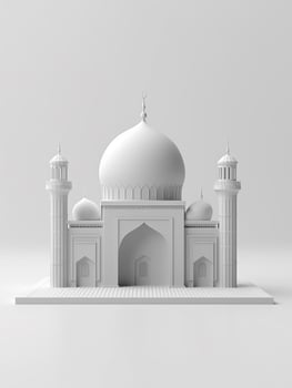Islamic cute 3d mosque for ramadan and Eid greeting background photo
