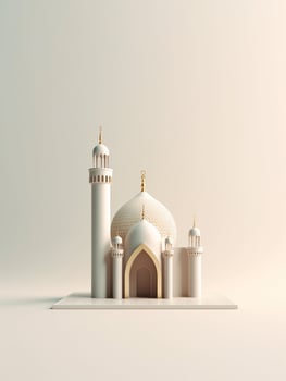 Islamic cute 3d mosque for ramadan and Eid greeting background photo