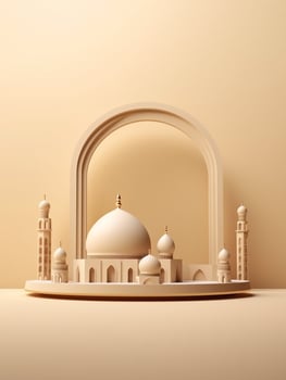 Islamic cute 3d mosque for ramadan and Eid greeting background photo