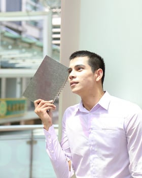 Young south east Asian middle eastern man woman business colleague outdoor stand pose photo