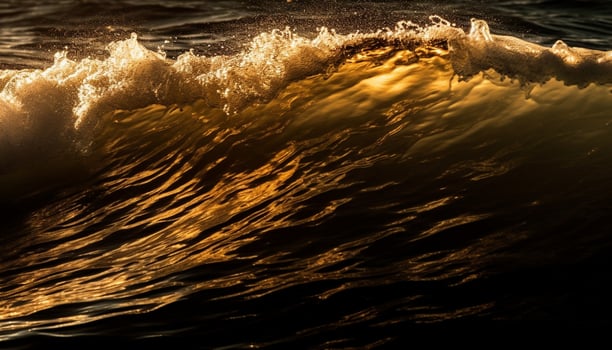 Sunset over rippled water surface creates tranquil, idyllic landscape scene generated by AI photo