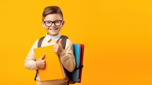 School boy with books. Illustration photo