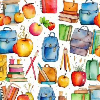 Back to school watercolor background. Illustration photo