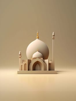 Islamic cute 3d mosque for ramadan and Eid greeting background photo