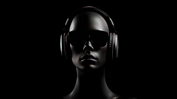 Cool DJ with headphones. Illustration photo