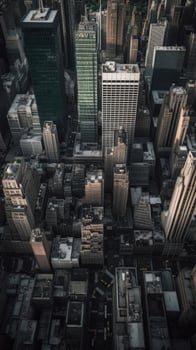 Aerial View of Residential Houses, Skyscraper and High-rise Buildings in City. Financial District and Business Centers, Technology. photo