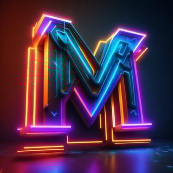 Make a neon and cyberpunk 3D M logo using AI-generated tools photo
