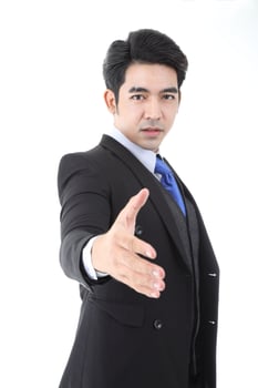 young business suit pose expression white background photo