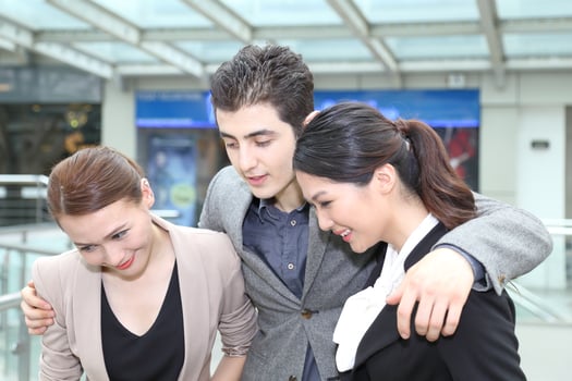 Young south east Asian middle eastern man woman student business colleague photo