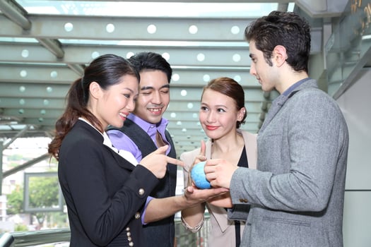 Young south east Asian middle eastern man woman student business colleague photo