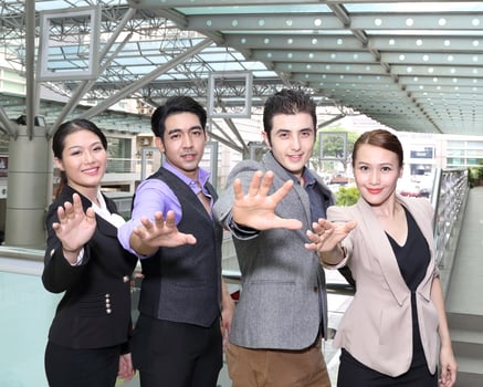 Young south east Asian middle eastern man woman student business colleague photo