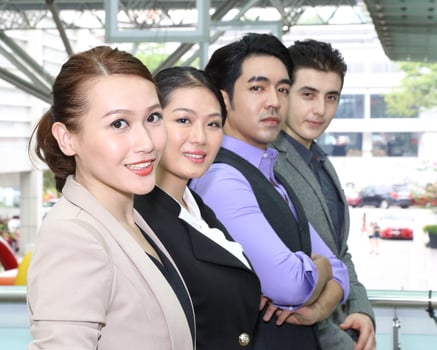 Young south east Asian middle eastern man woman student business colleague photo