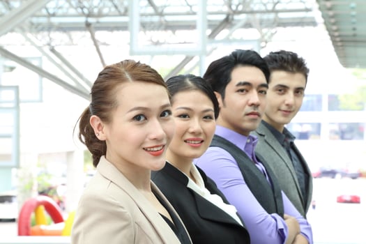 Young south east Asian middle eastern man woman student business colleague photo