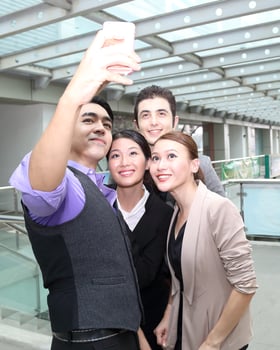 Young south east Asian middle eastern man woman student business colleague photo