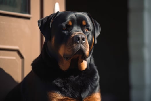 Portrait of a rottweiler dog on a black background photo